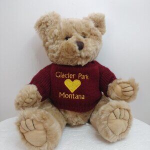 Glacier Park Montana Hart Collectible Teddy Bear With Embroidery Sweater  9"